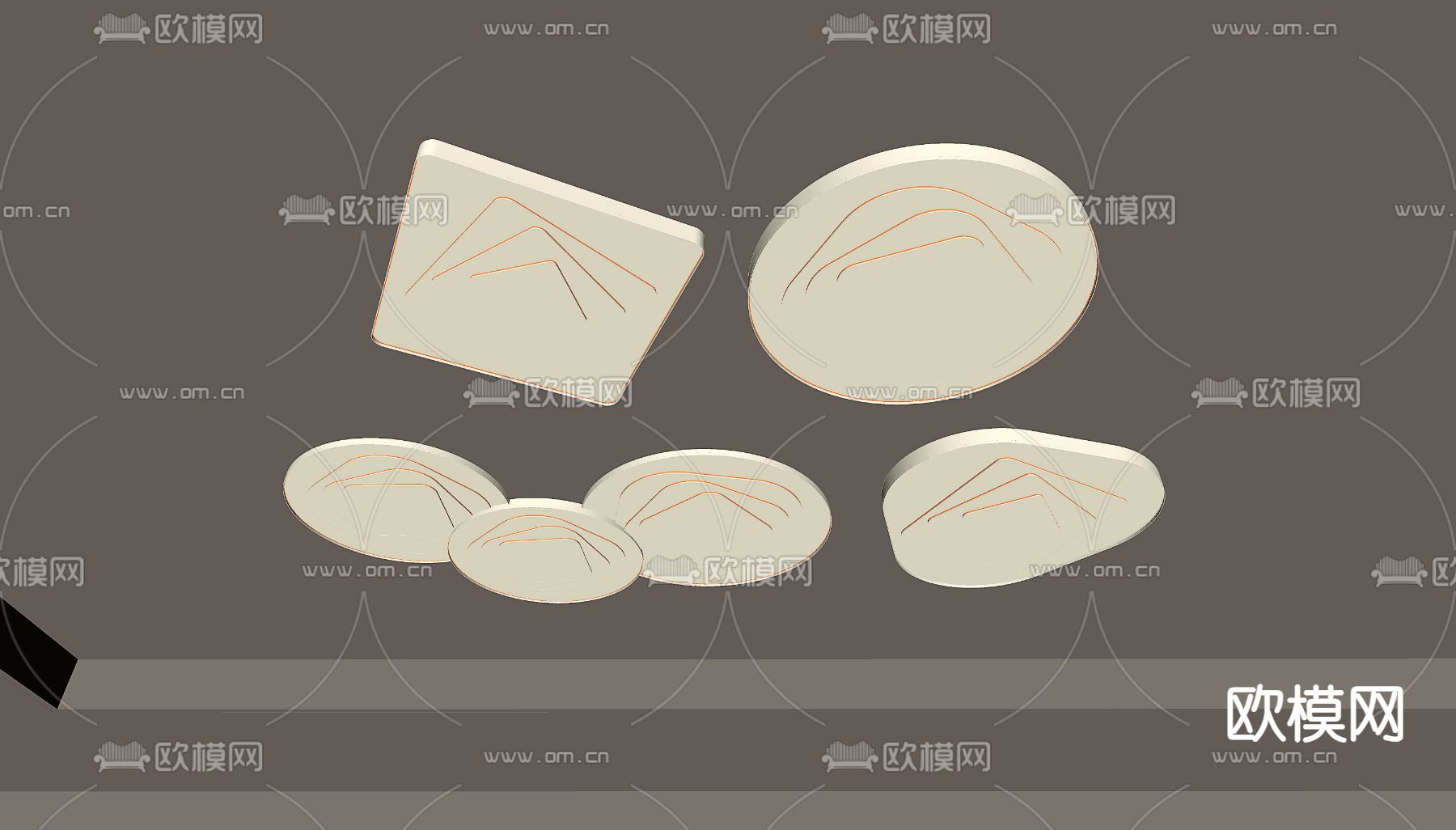 现代吸顶灯su模型下载（渲染图2）