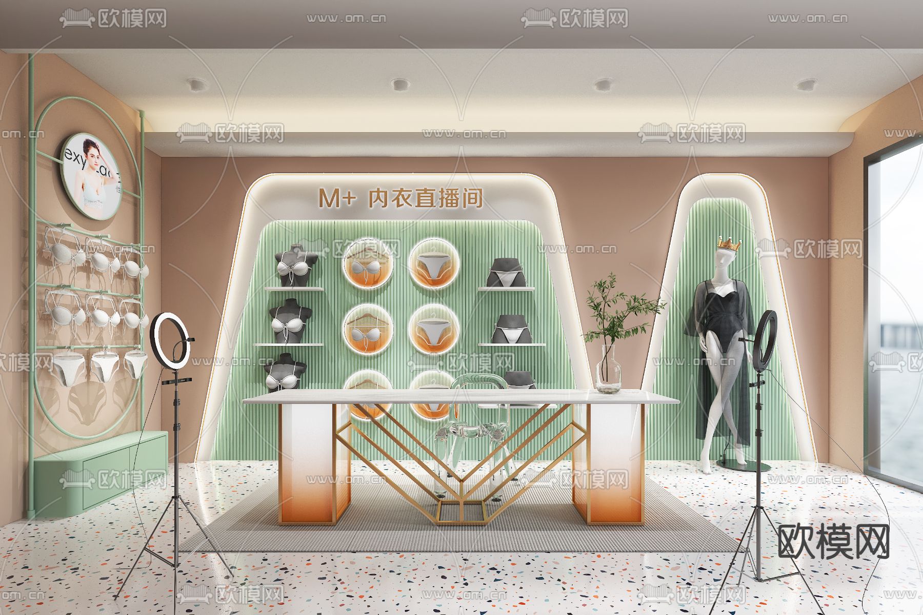 网红直播间 内衣店3d模型下载（渲染图1）