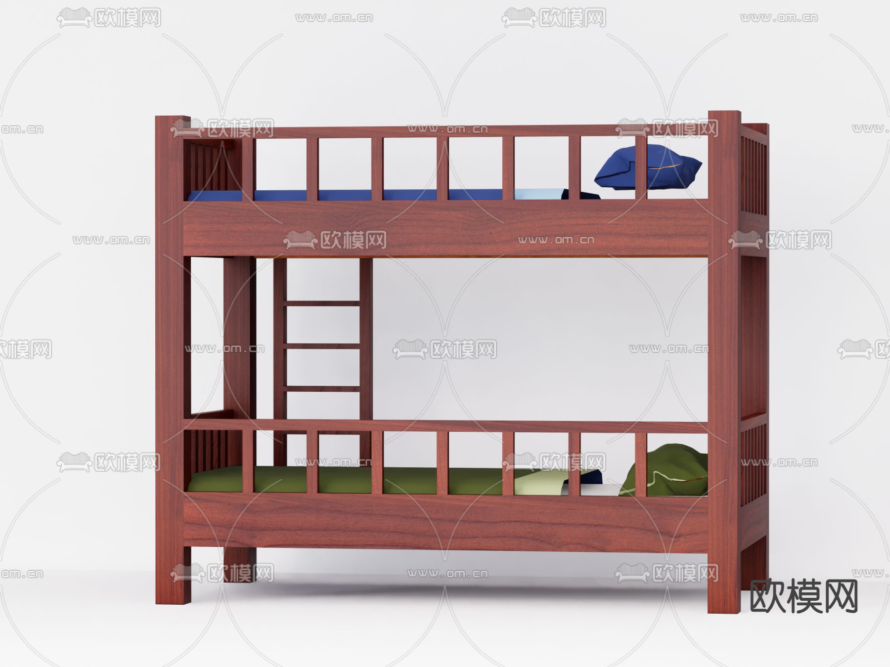 上下铺 高低床 双层床su模型下载（渲染图1）