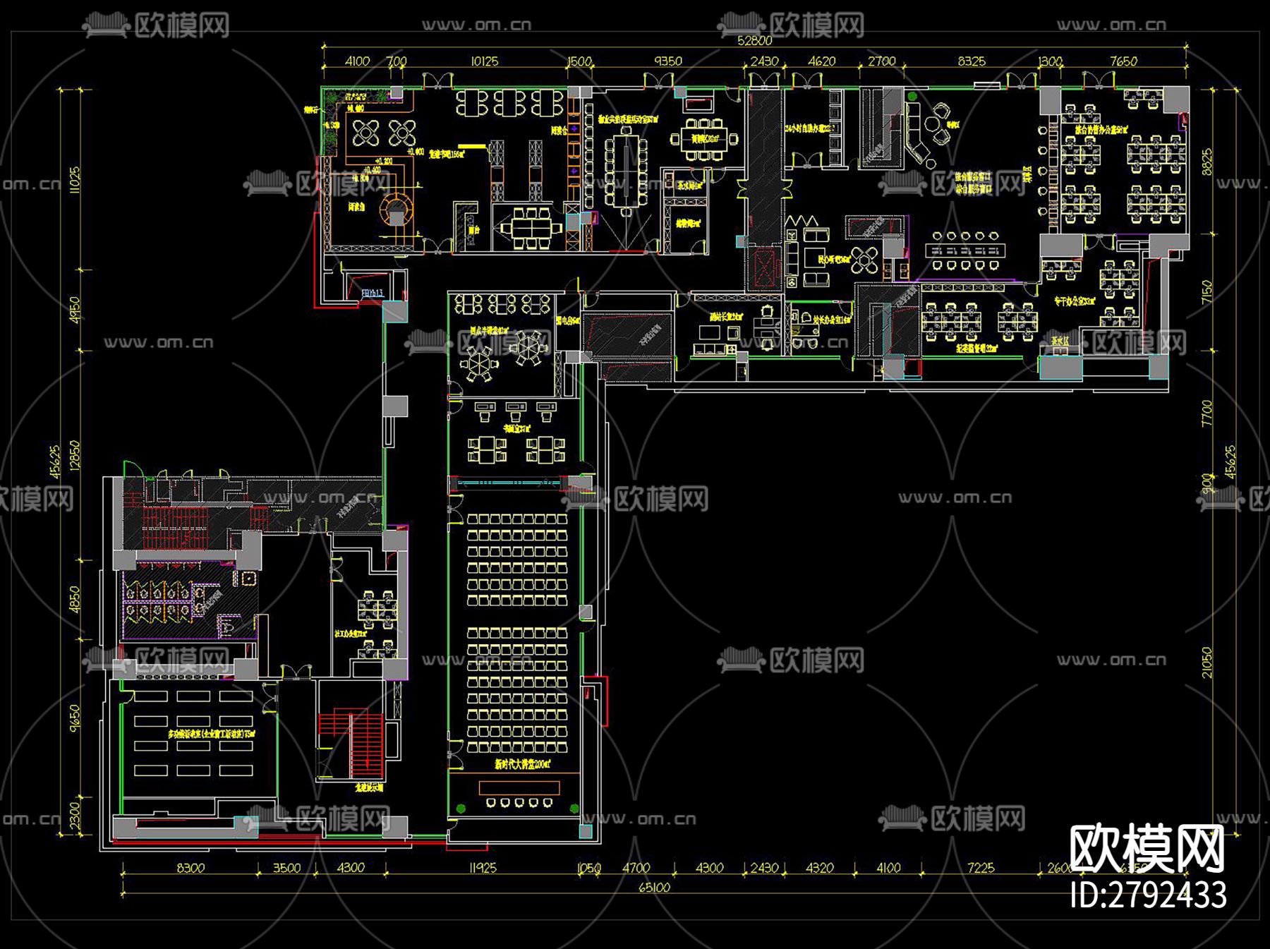 党群服务中心装饰设计CAD施工图下载（渲染图4）