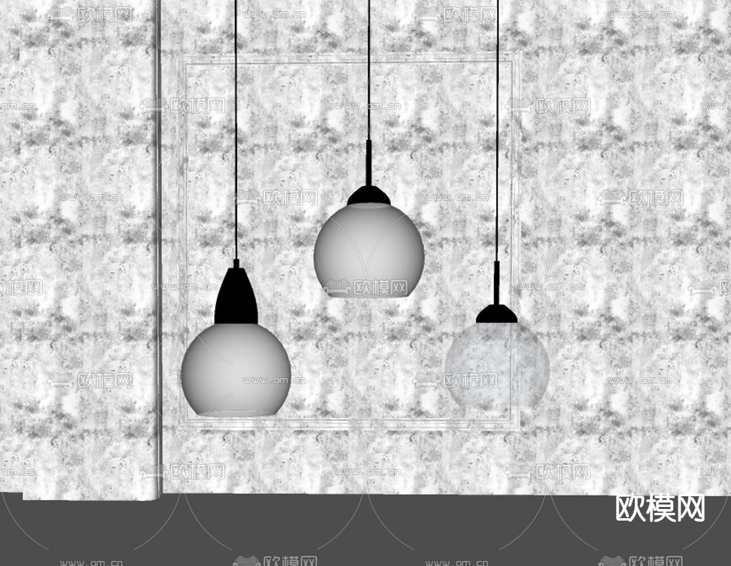 现代球形吊灯su模型下载（渲染图2）