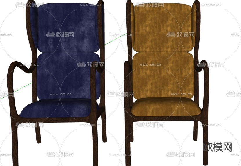 中古风休闲椅su模型下载（渲染图2）