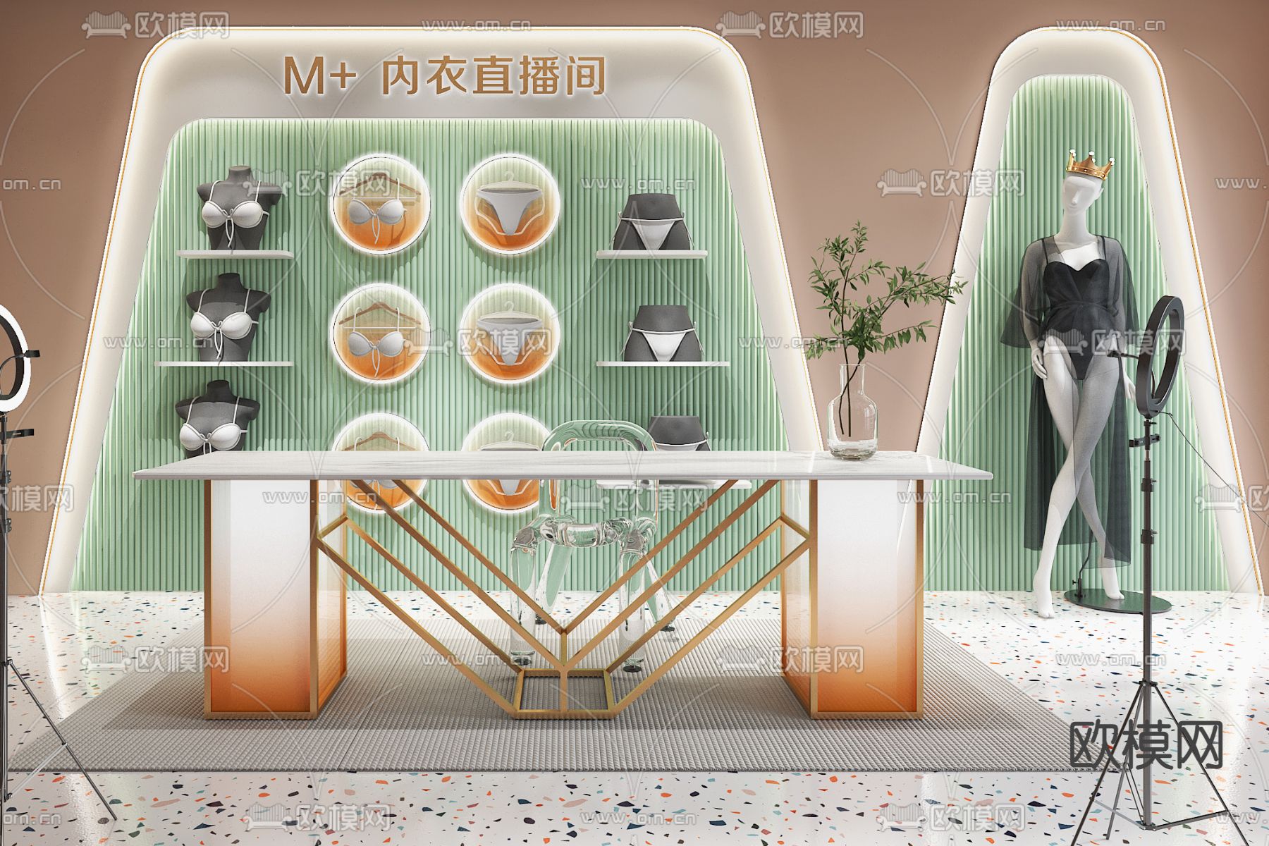 网红直播间 内衣店3d模型下载（渲染图2）