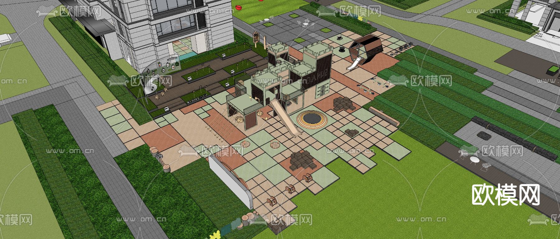 现代儿童游乐区su模型下载（渲染图5）