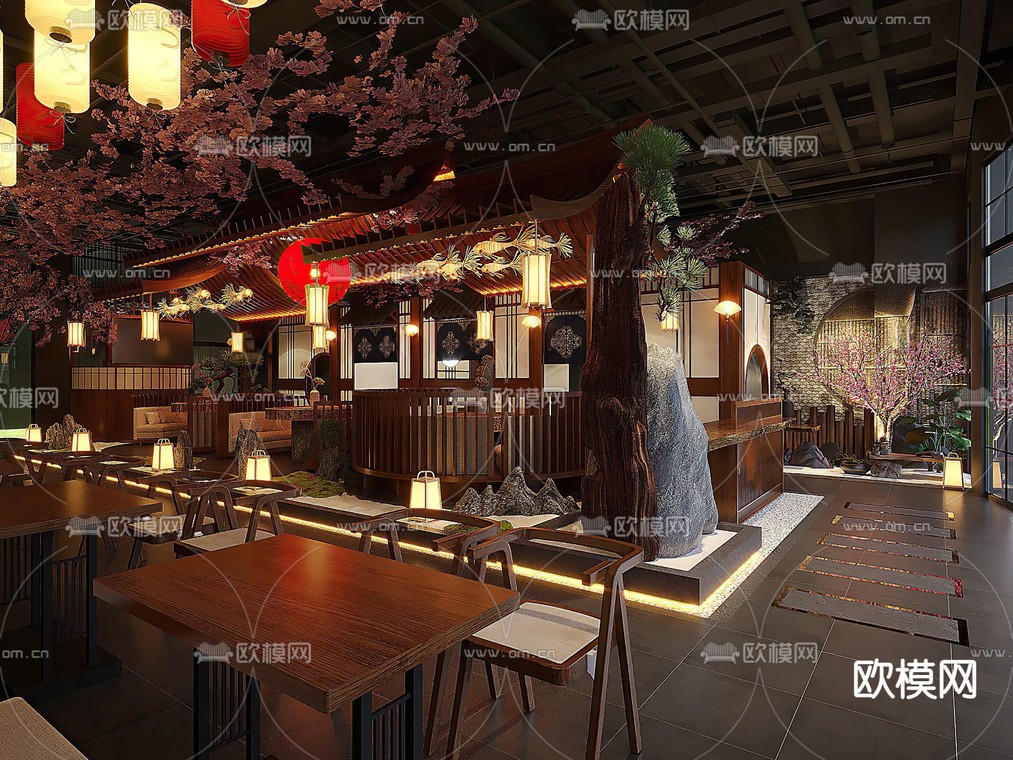 日式餐厅 料理店 居酒屋3d模型下载_ID14220654_3dmax免费模型-欧模网