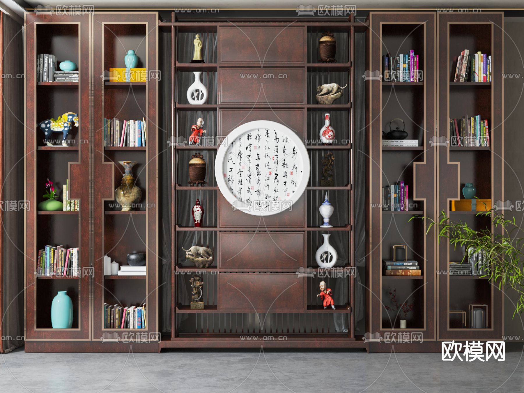 中式博古架 书柜 陈列柜3d模型下载