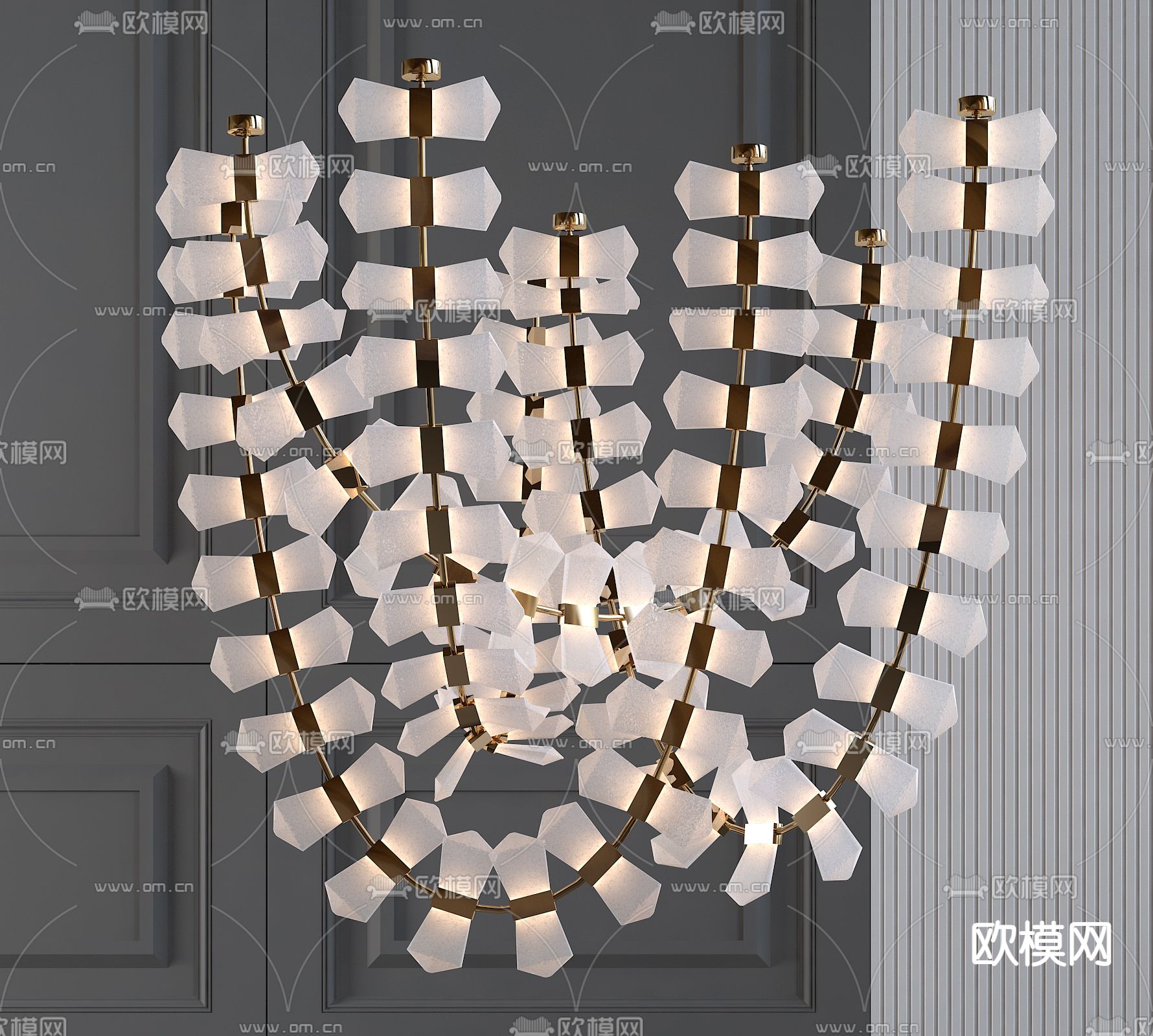 线条吊灯 装饰灯 大堂灯3d模型下载