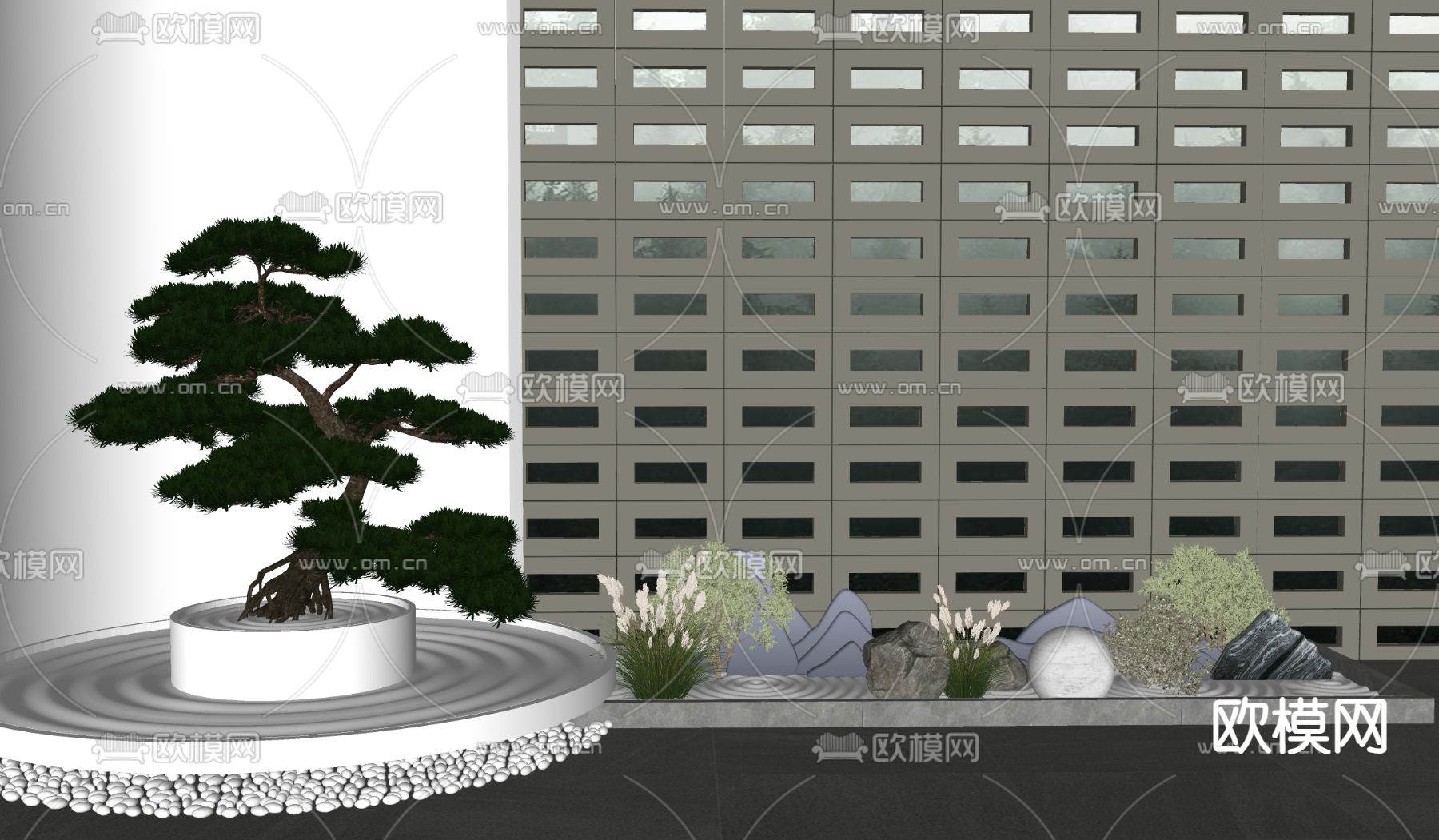 绿植造景 植物堆su模型下载（渲染图2）