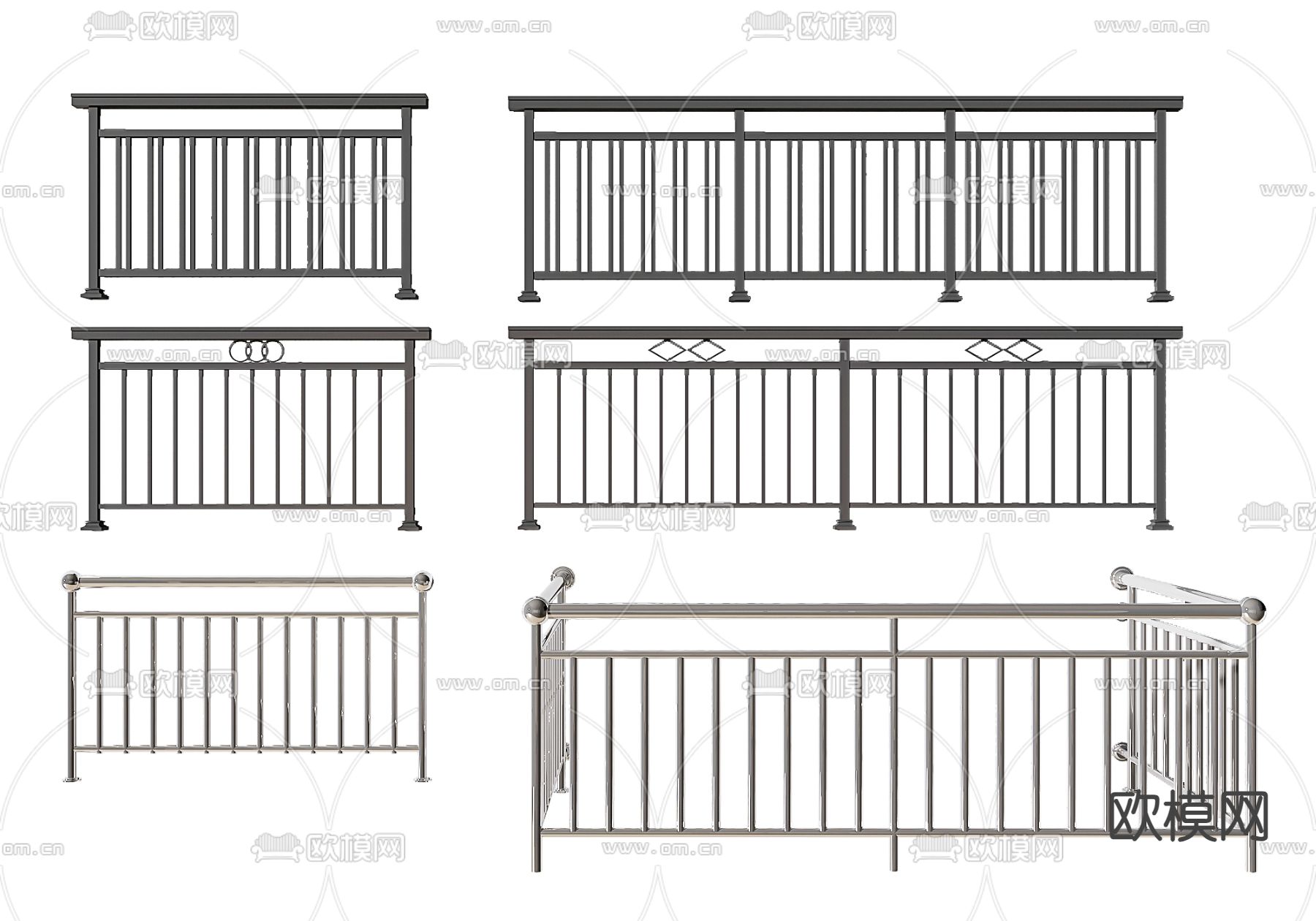 不锈钢栏杆 护栏 围栏3d模型下载