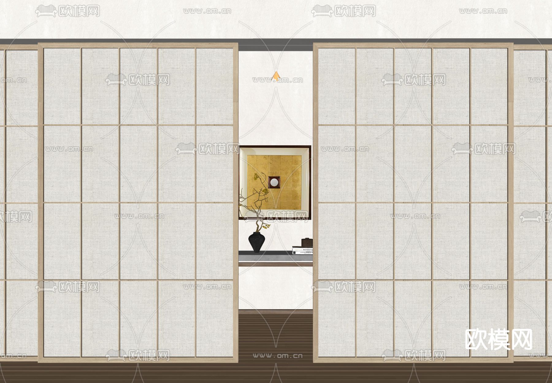 日式移门 隔断su模型下载（渲染图2）