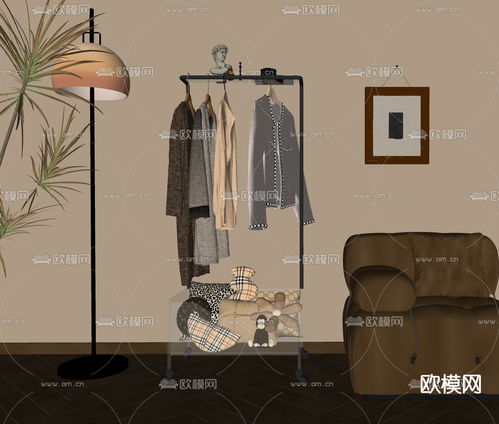 移动挂衣架su模型下载（渲染图2）