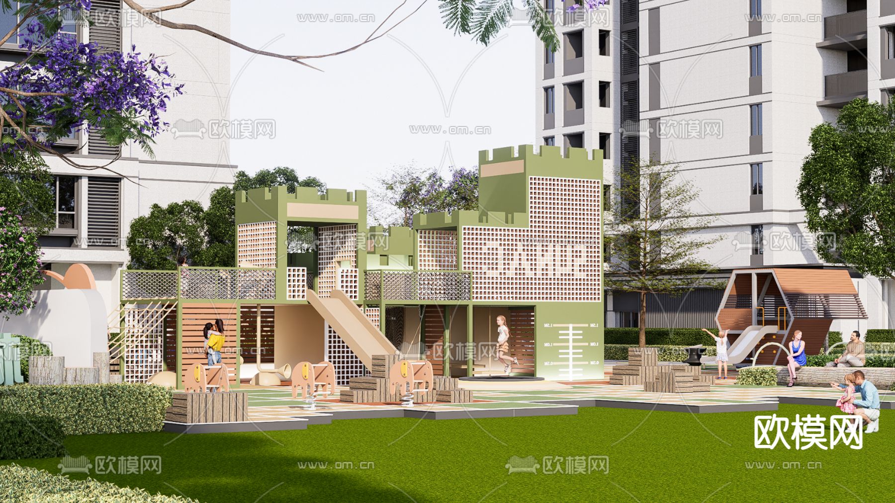 现代儿童游乐区su模型下载（渲染图2）