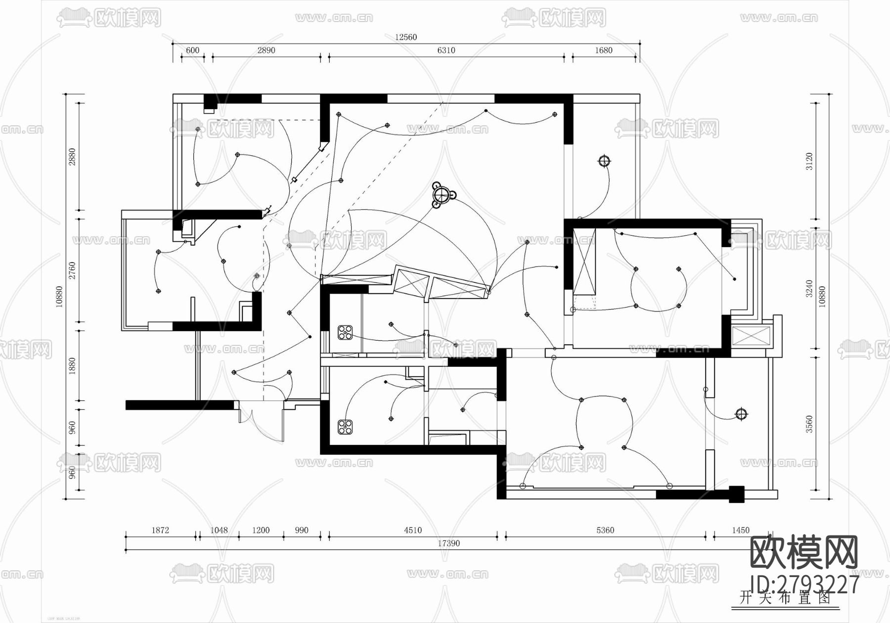 150㎡创意家装平层CAD施工图下载（渲染图6）