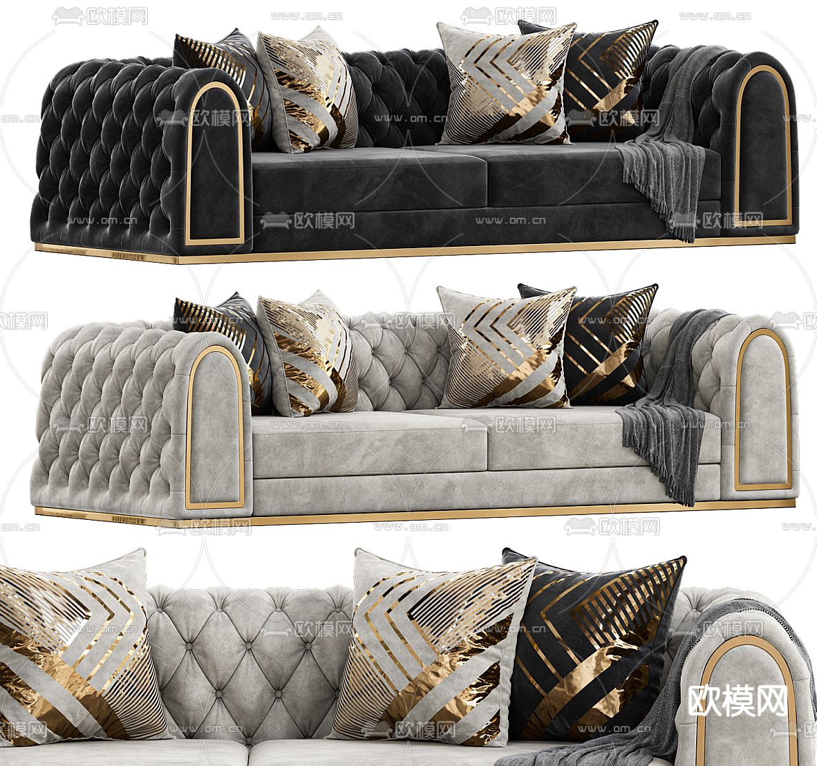 轻奢双人沙发3d模型下载（渲染图2）