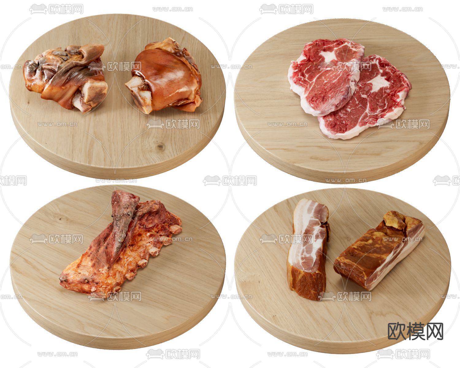 猪肉 猪蹄 猪肘子 牛排 牛肉3d模型下载