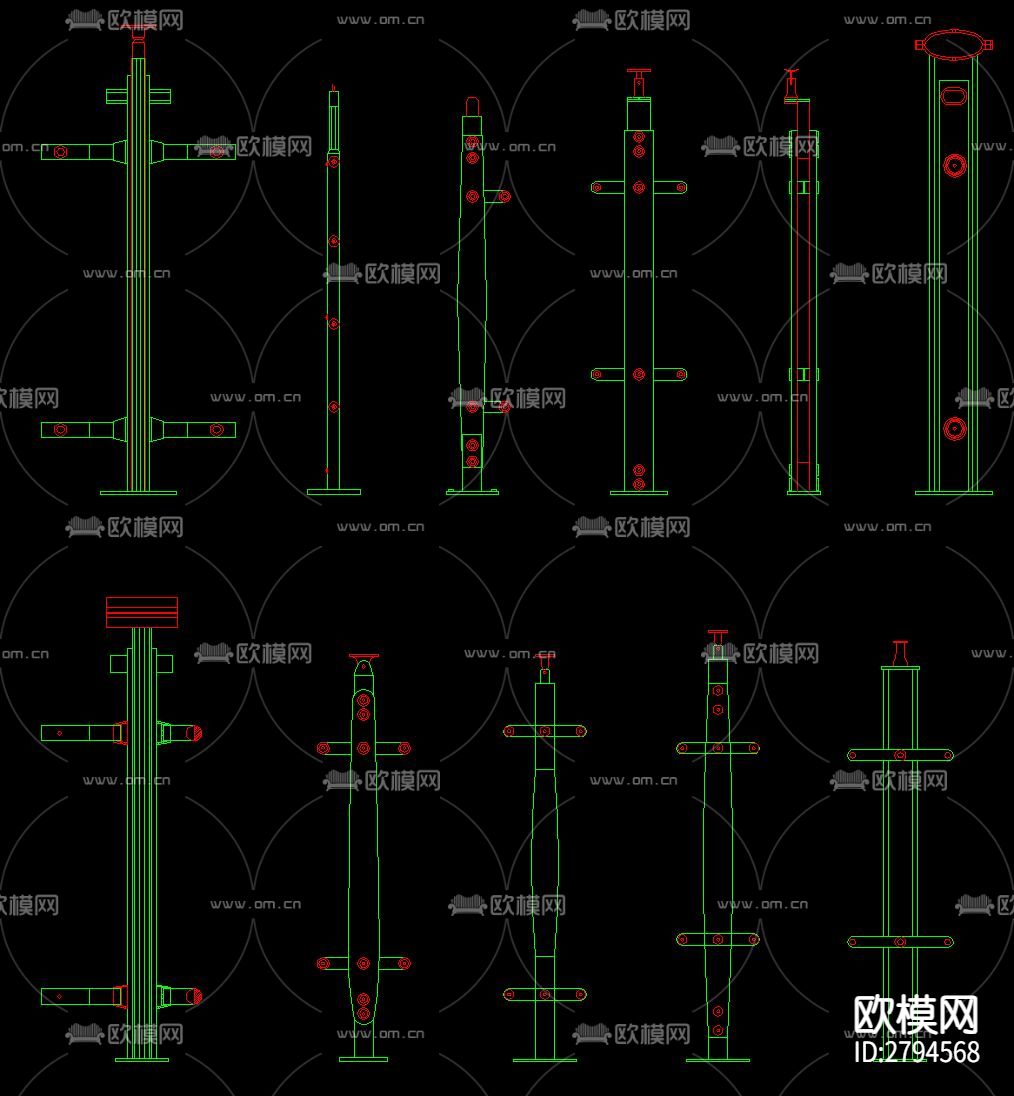 楼梯立柱cad大样图下载（渲染图3）