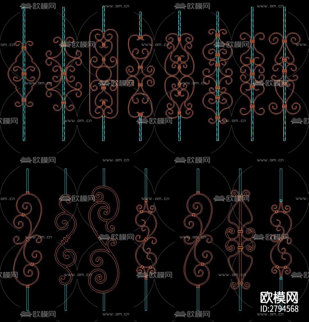 楼梯立柱cad大样图下载（渲染图7）