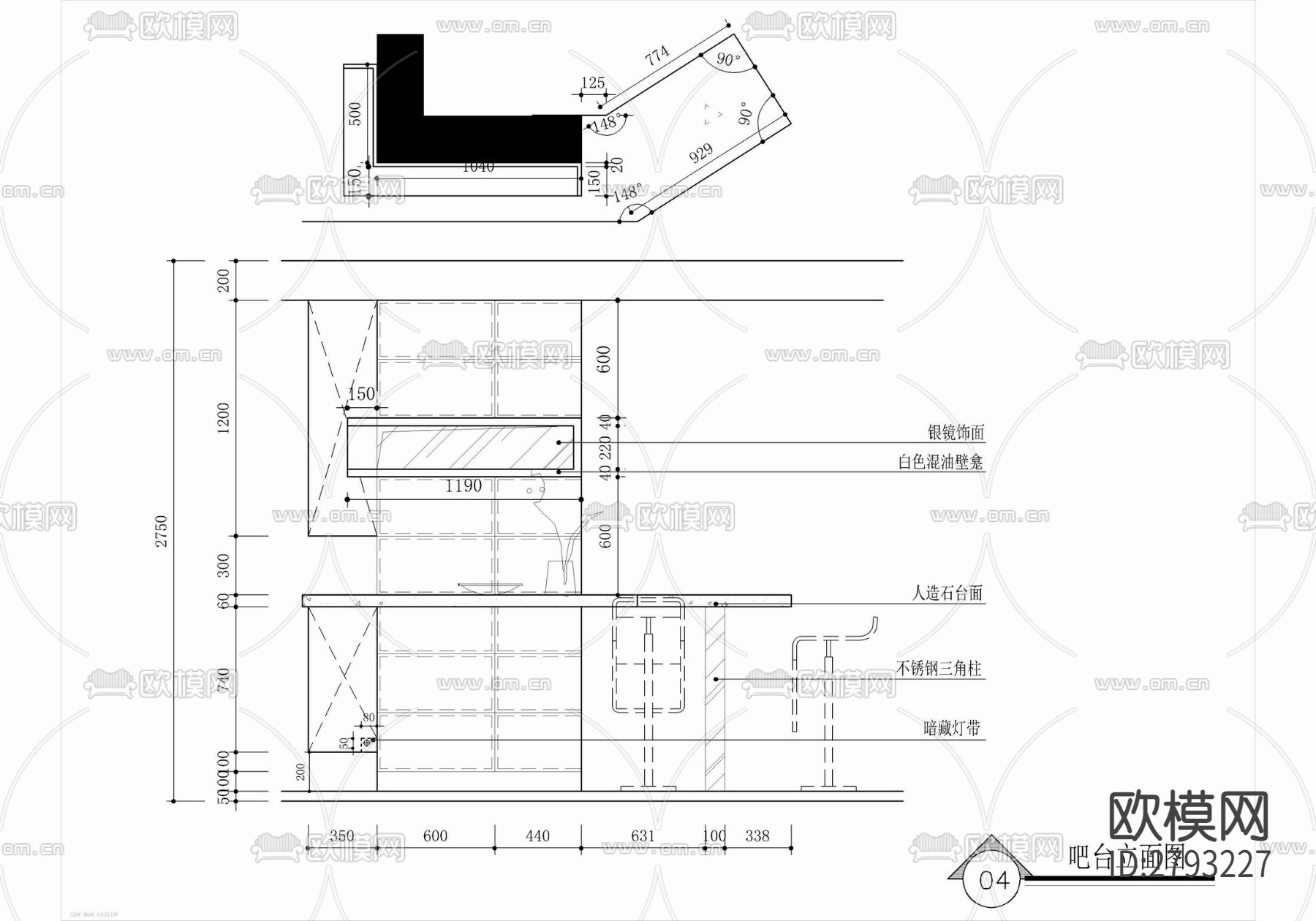 150㎡创意家装平层CAD施工图下载（渲染图10）