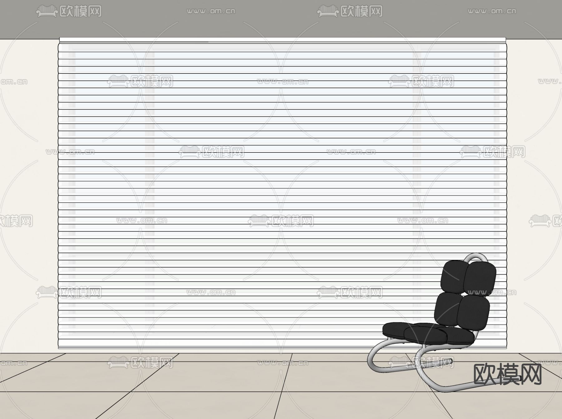 现代百叶纱帘su模型下载（渲染图2）