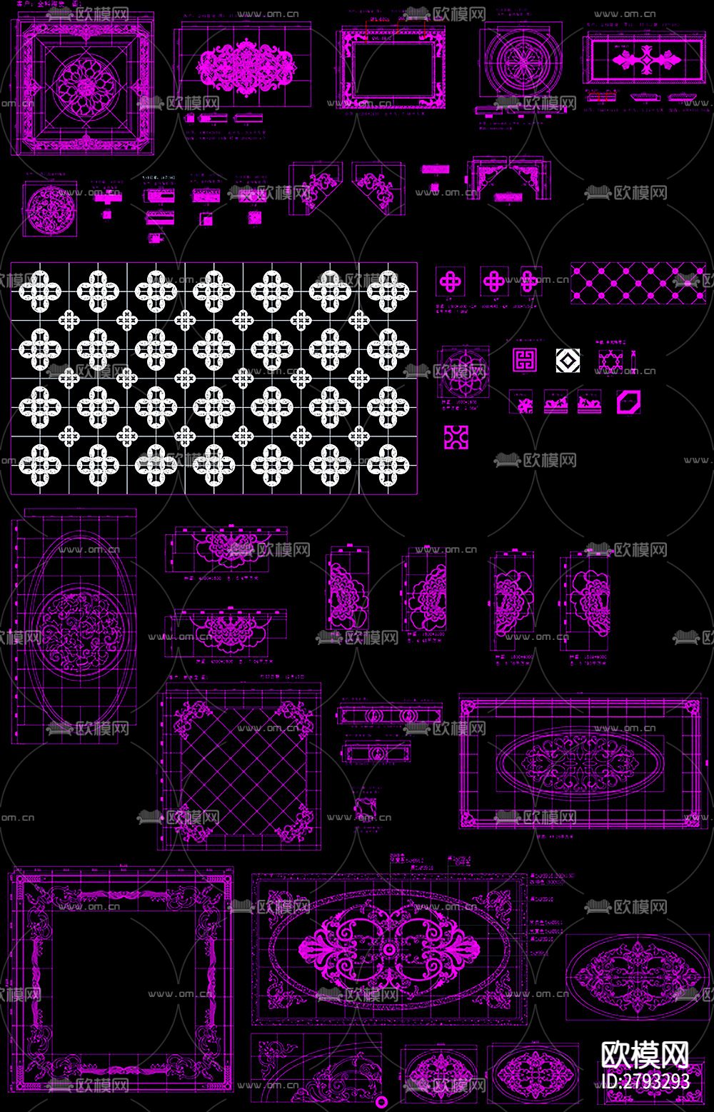 地面拼花石材拼花腰线图库装修CAD图库下载（渲染图7）