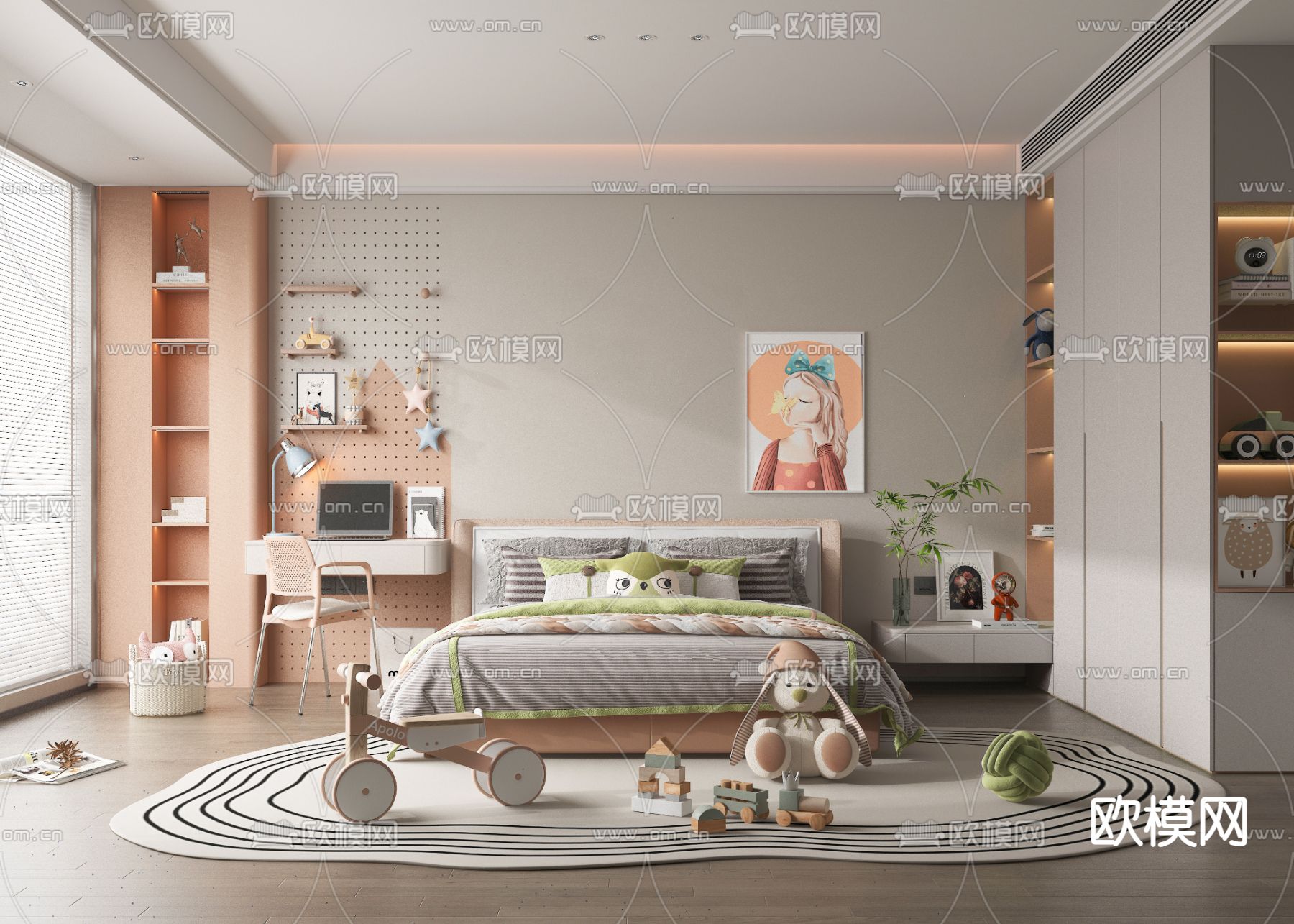 儿童房 女孩房 小孩房3d模型下载