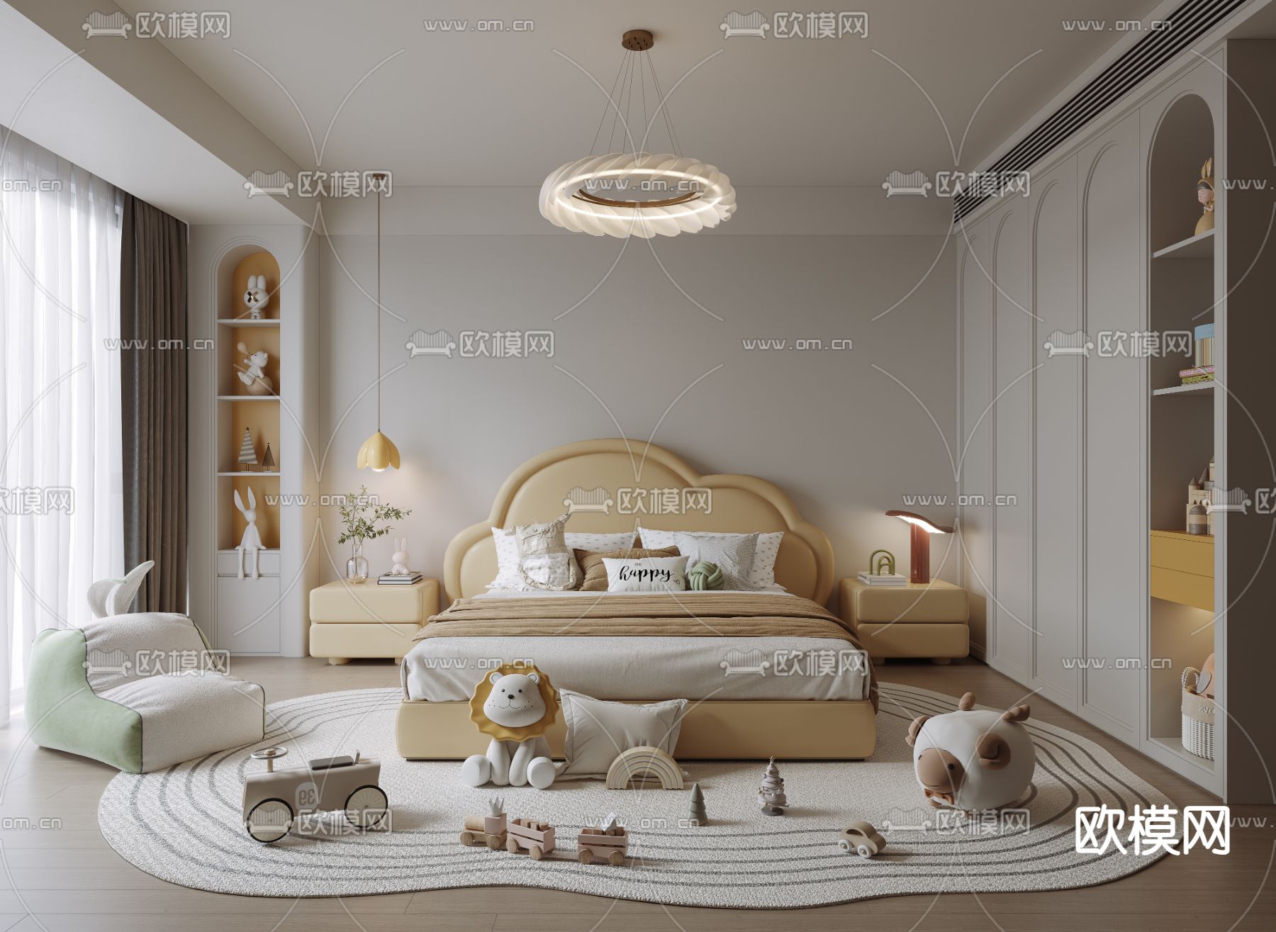 现代儿童房 小孩房3d模型下载（渲染图1）