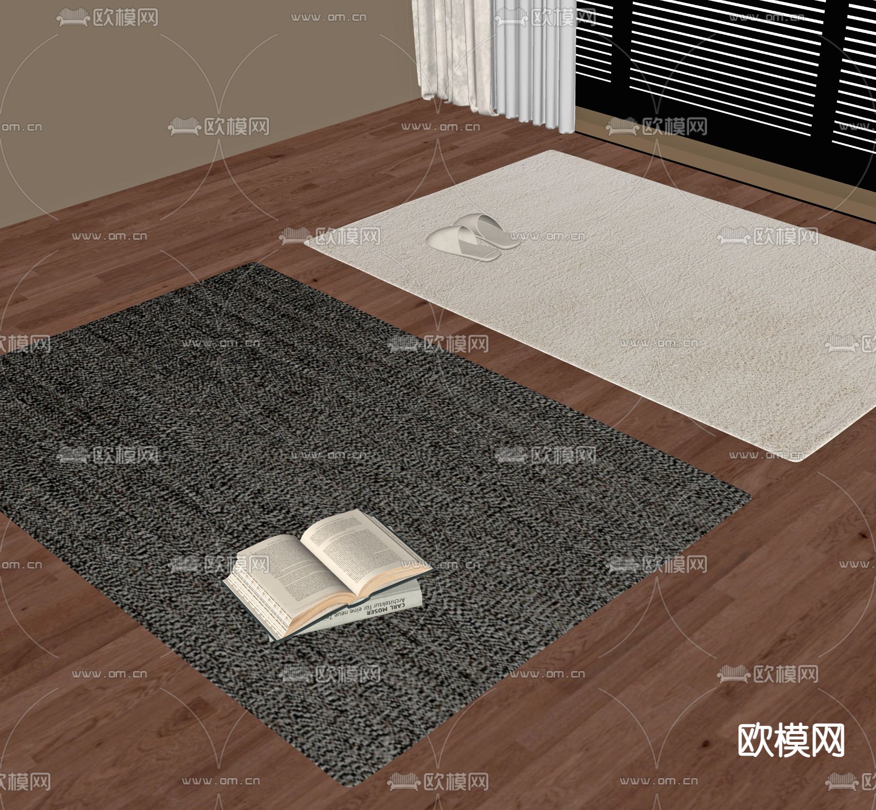 现代地毯su模型下载（渲染图2）