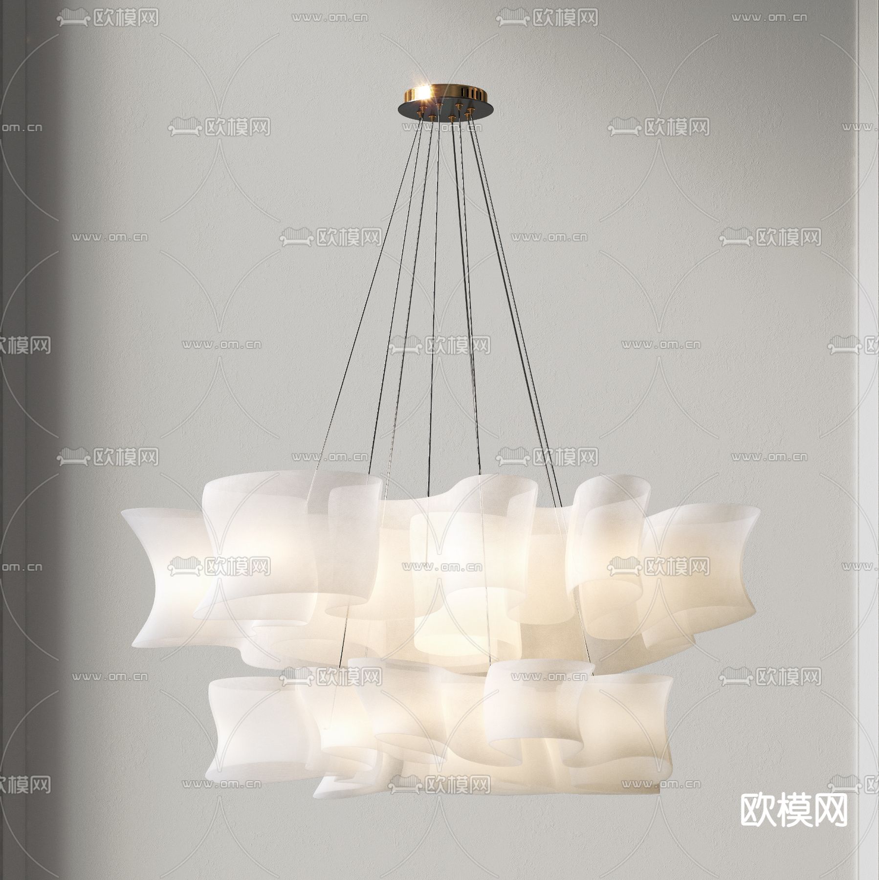 Dezeen 双层艺术吊灯 轻纱吊灯su模型下载_ID14226225_sketchup模型下载-欧模网