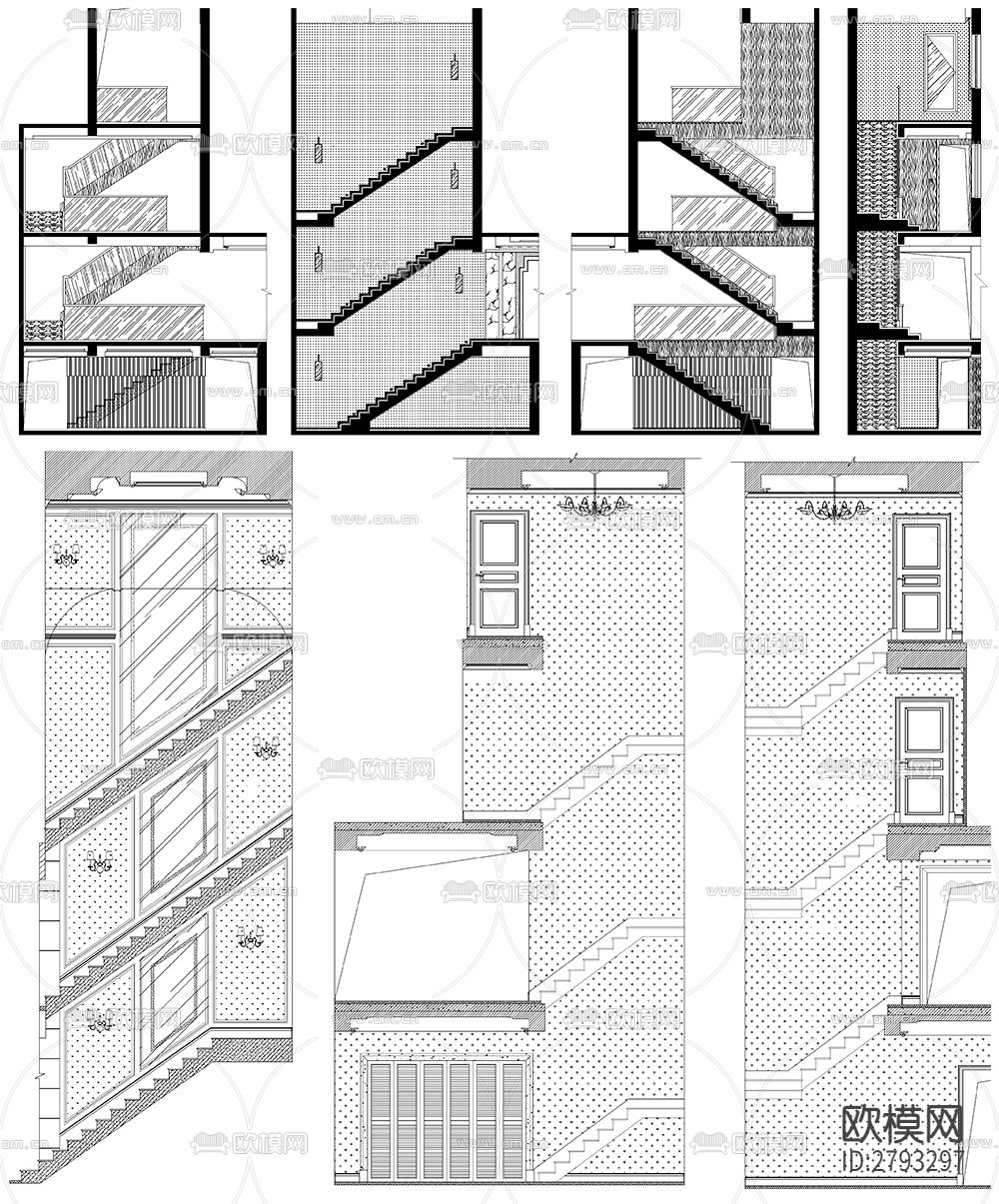 楼梯间设计CAD施工图下载（渲染图7）