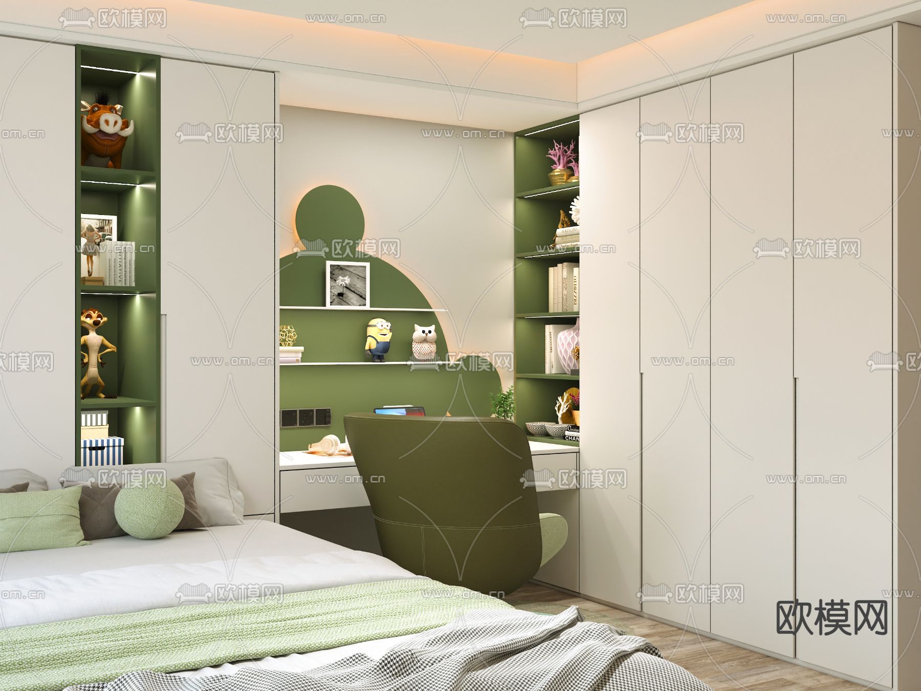 北欧卧室 次卧 榻榻米3d模型下载（渲染图2）