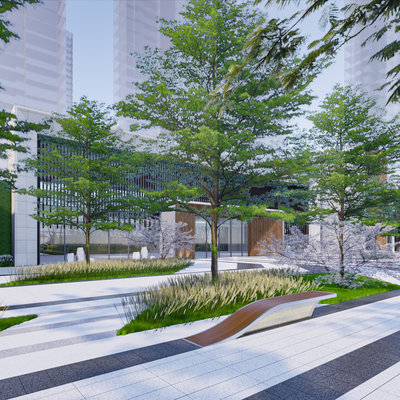  公园户外座凳su模型 