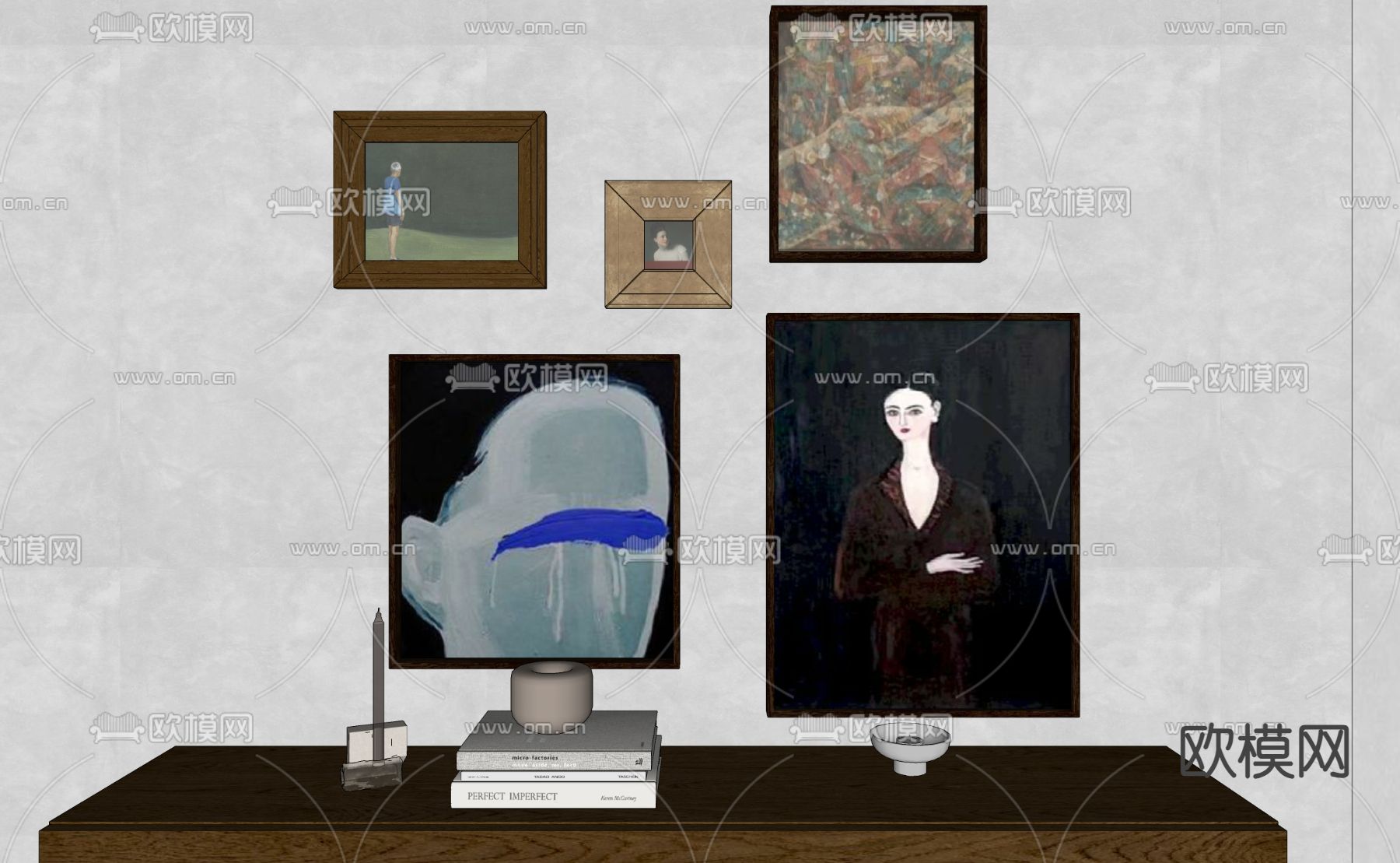 侘寂装饰画su模型下载（渲染图2）