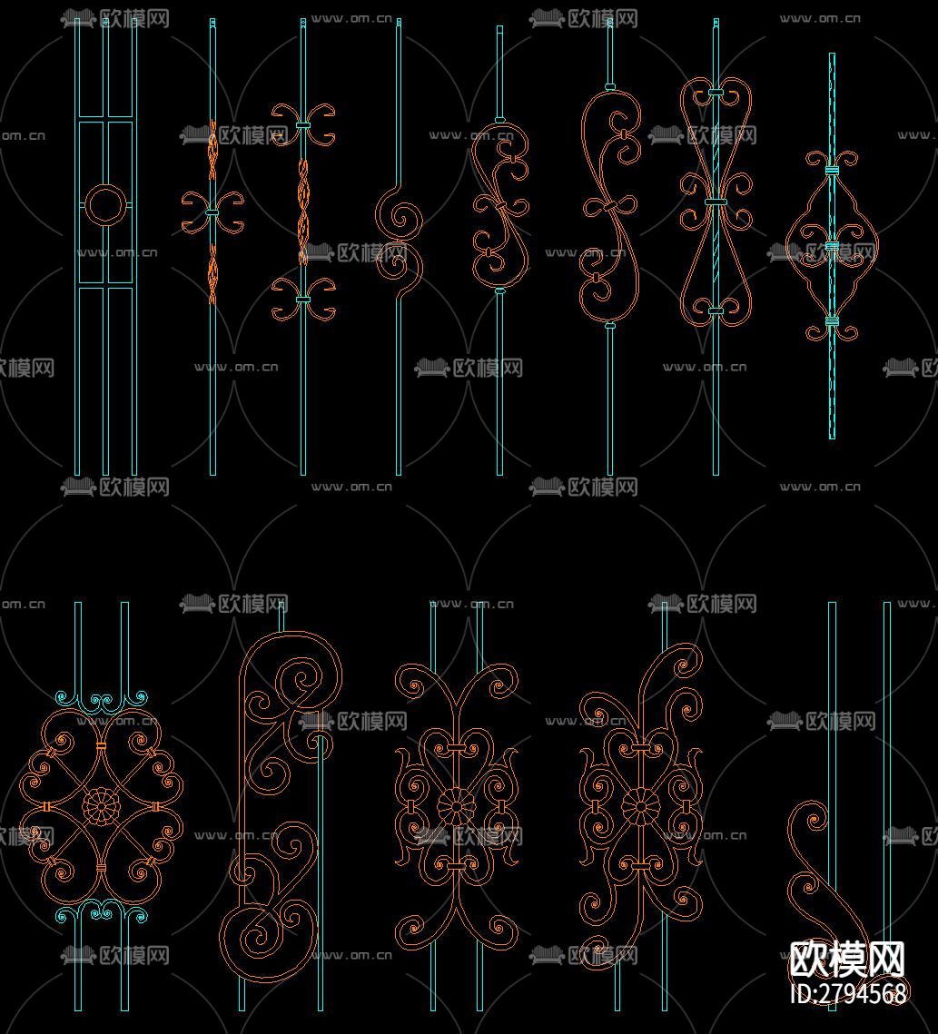 楼梯立柱cad大样图下载（渲染图9）