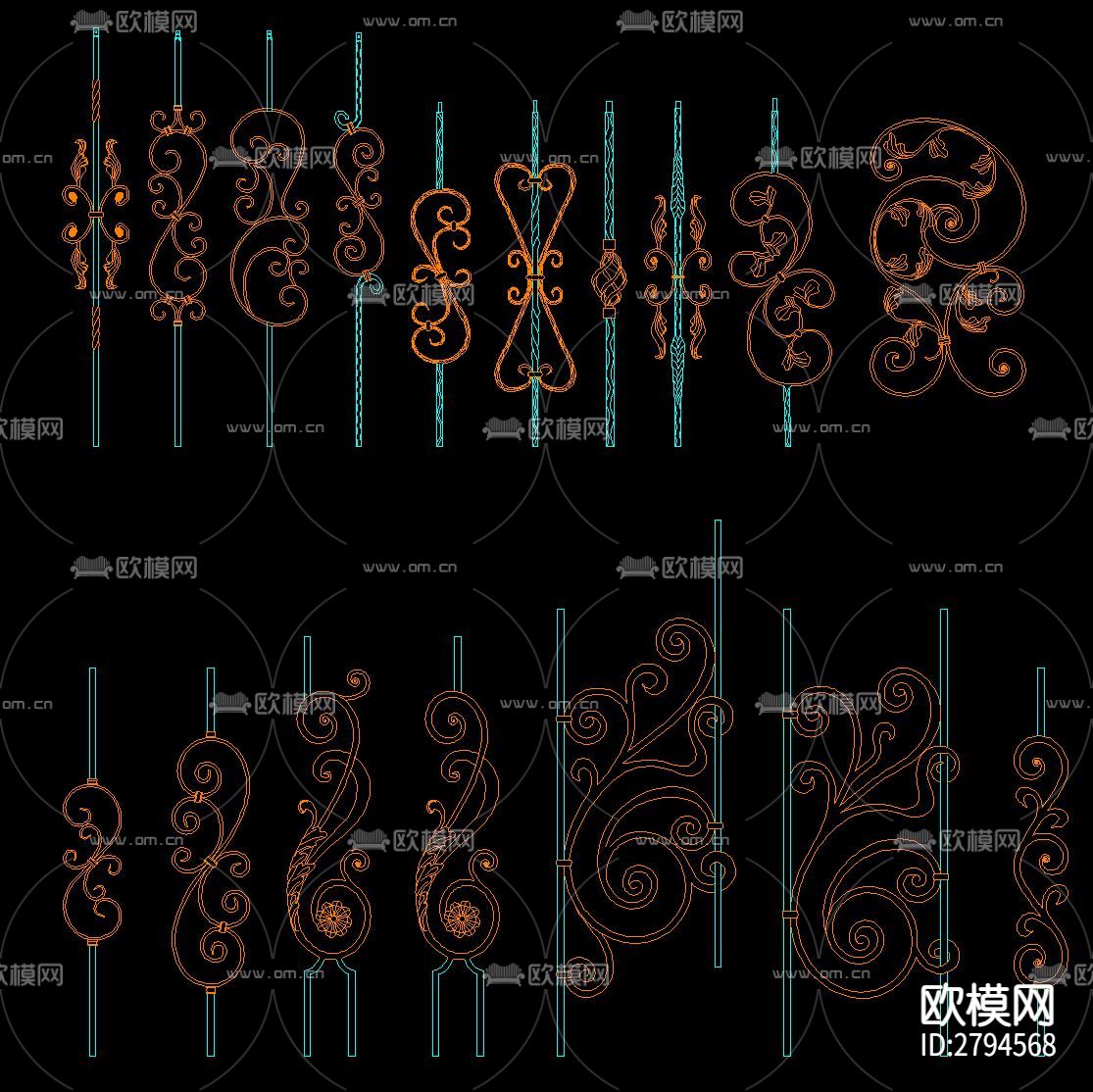 楼梯立柱cad大样图下载（渲染图8）