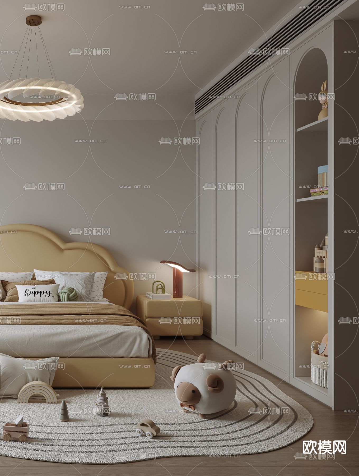 现代儿童房 小孩房3d模型下载（渲染图3）