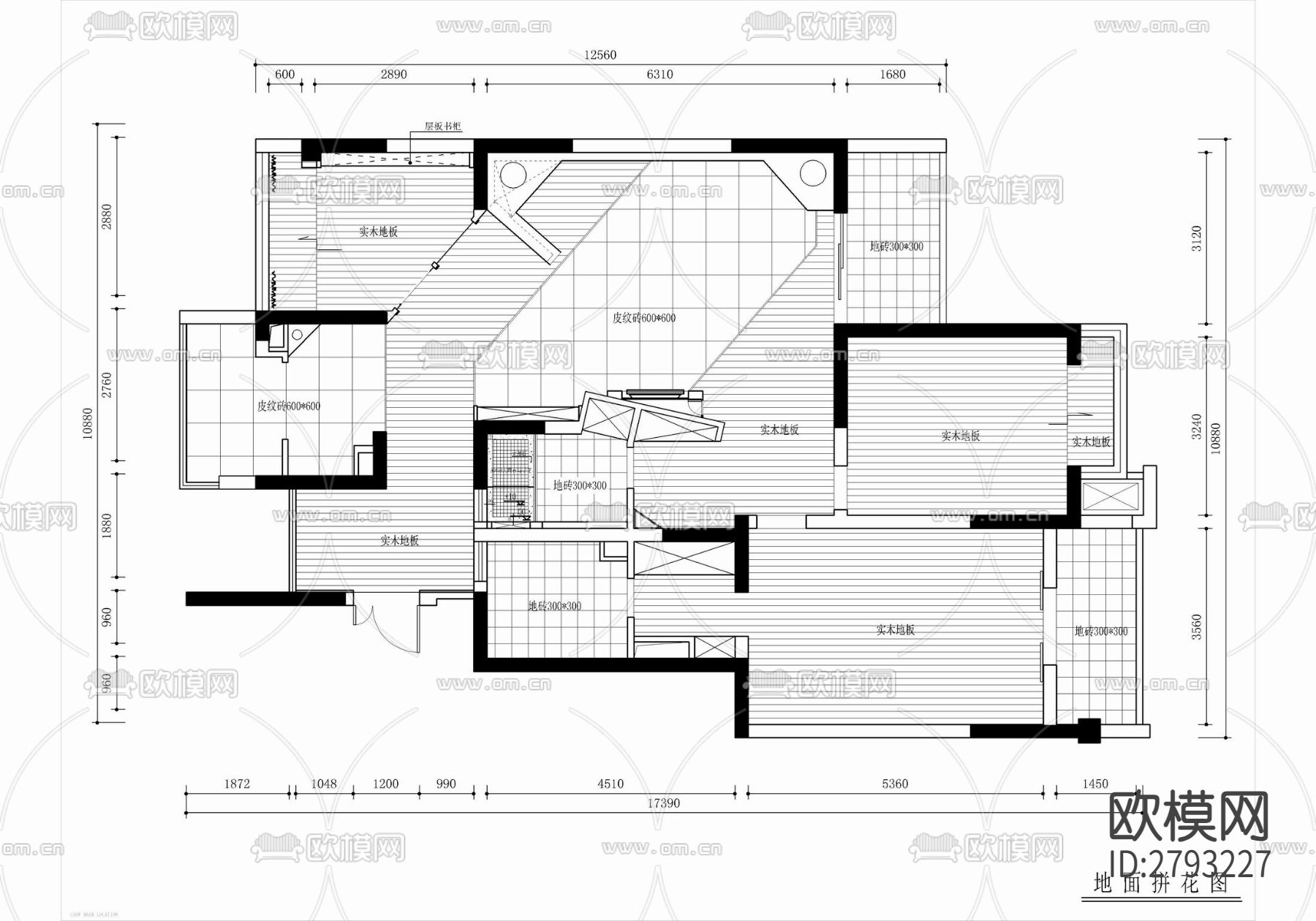 150㎡创意家装平层CAD施工图下载（渲染图4）