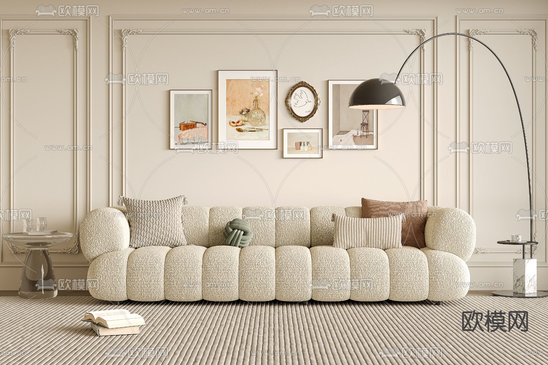 奶油风沙发 软体沙发3d模型下载
