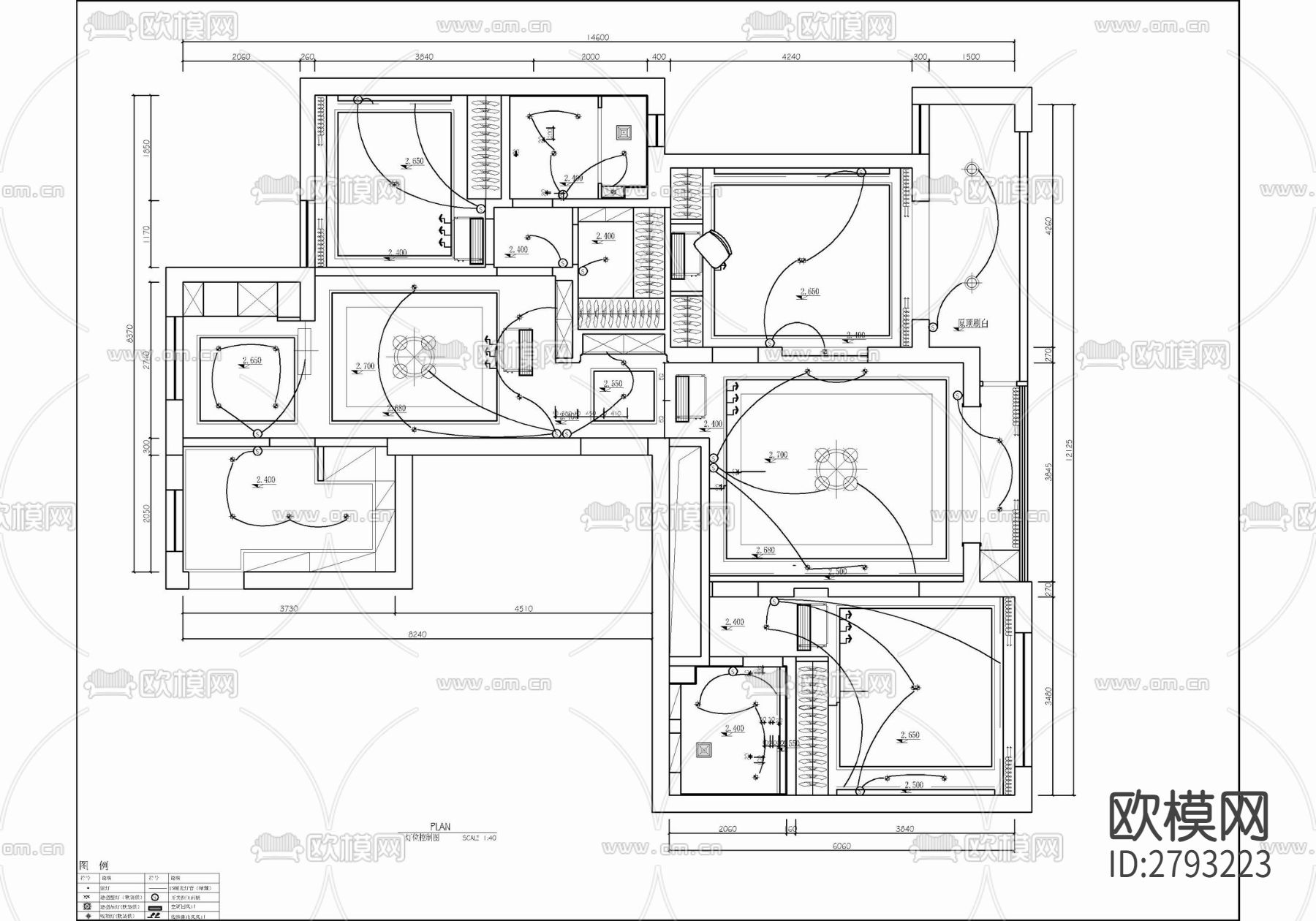 138㎡三居室家装平层室内CAD施工图下载（渲染图4）