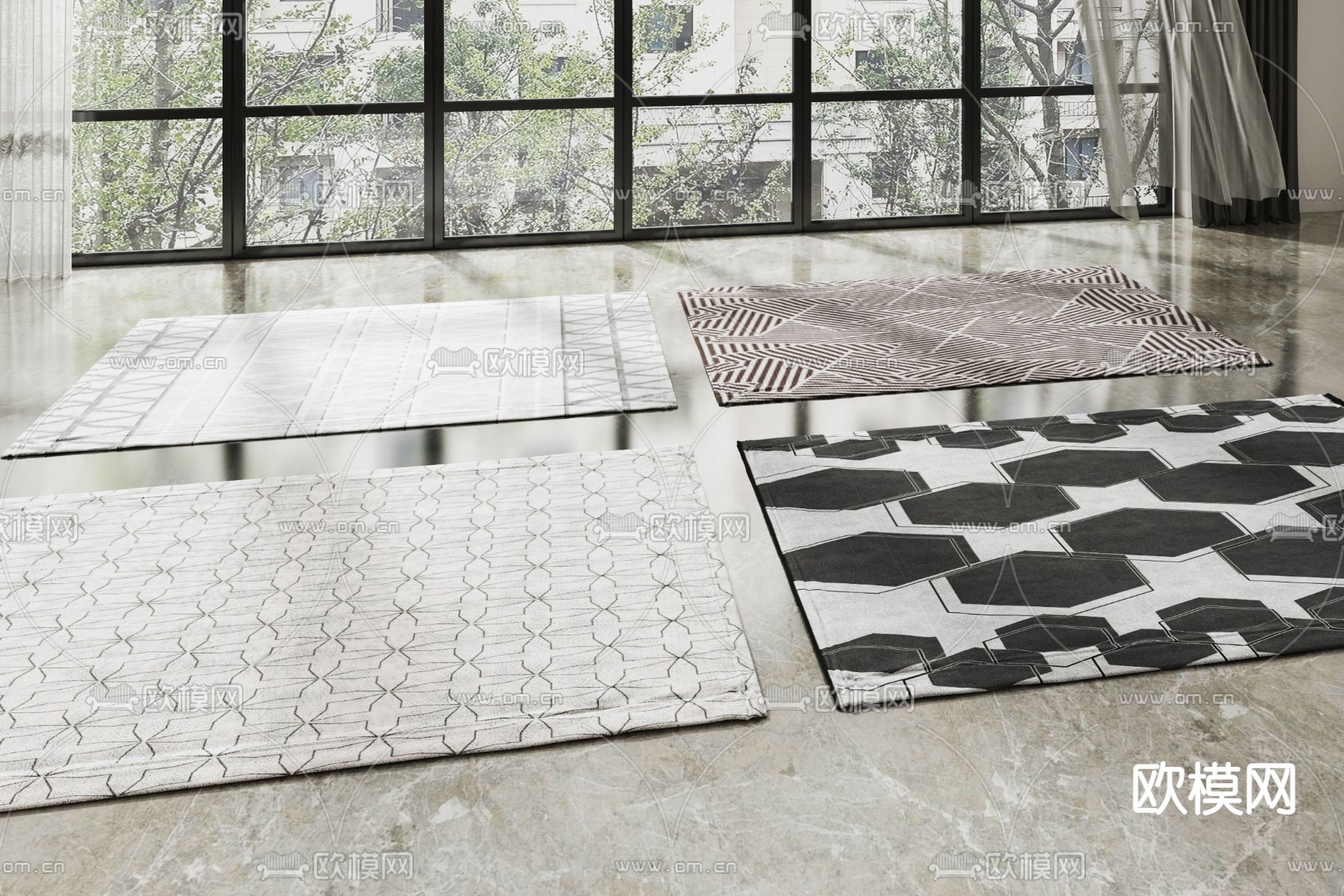 现代地毯3d模型下载