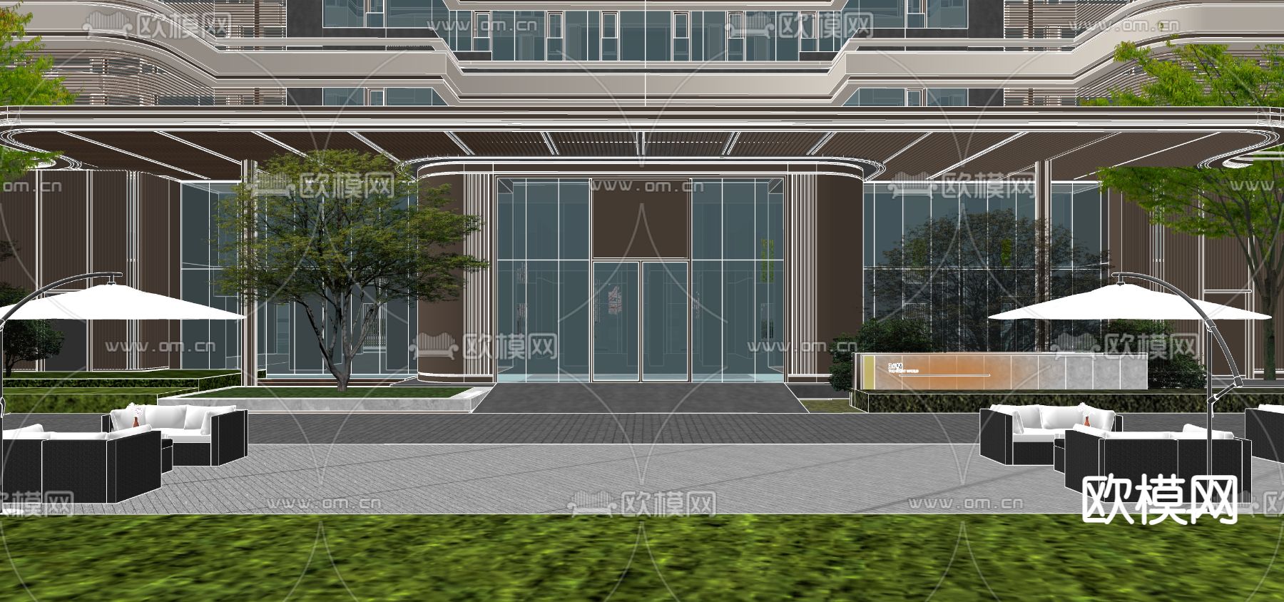 现代住宅景观su模型