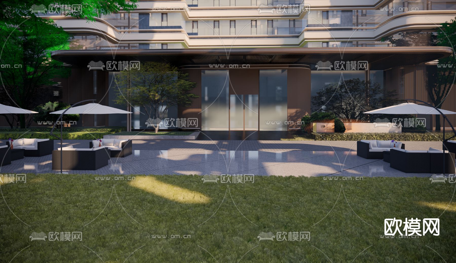 现代住宅景观su模型