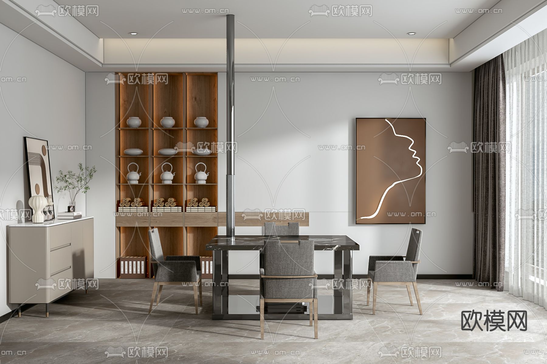 现代茶室3d模型下载