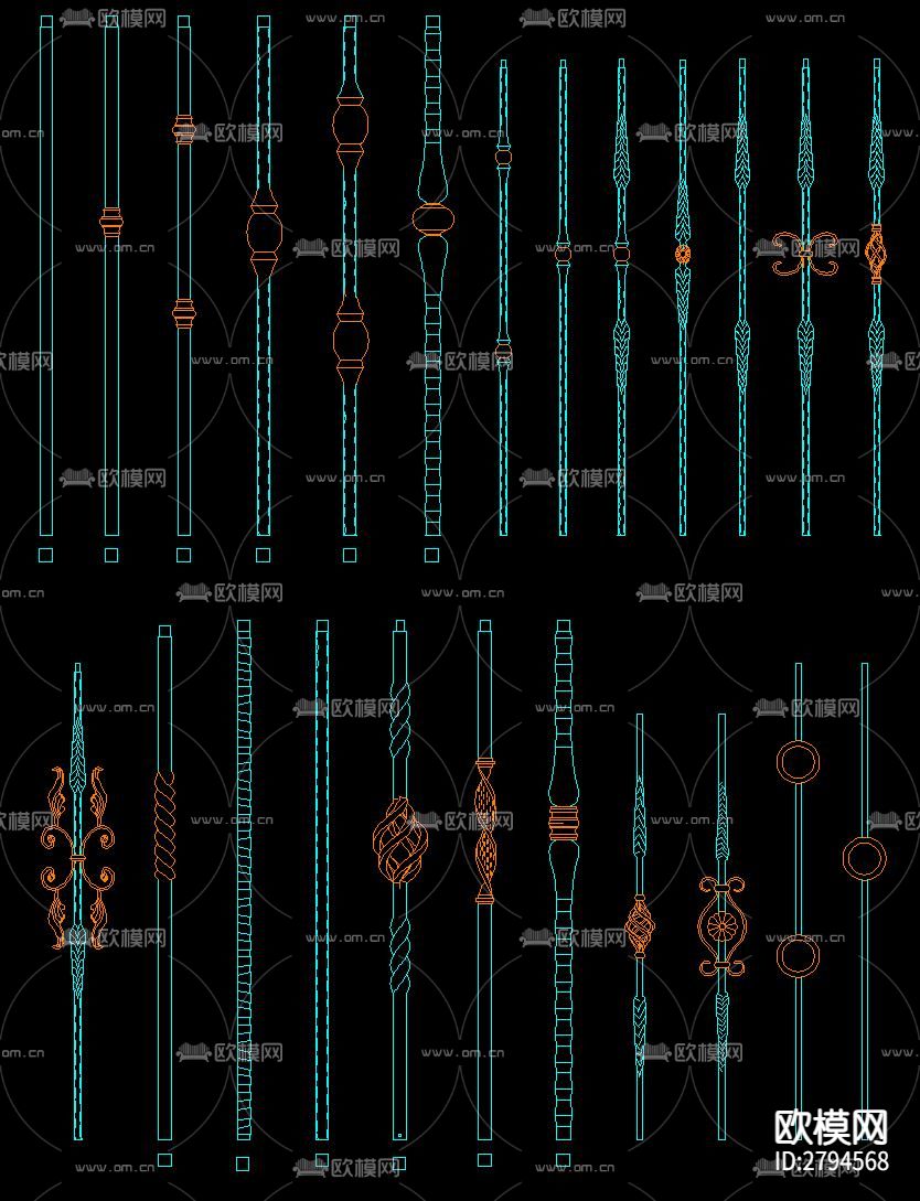 楼梯立柱cad大样图下载（渲染图5）