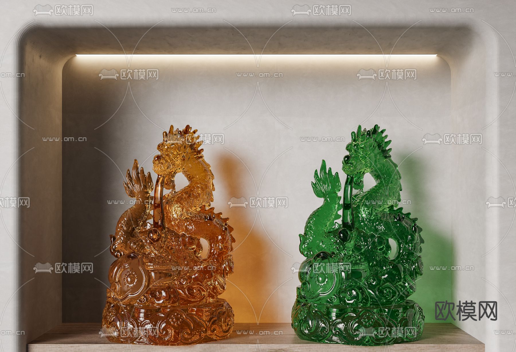 中式玉龙雕塑 玉雕3d模型下载