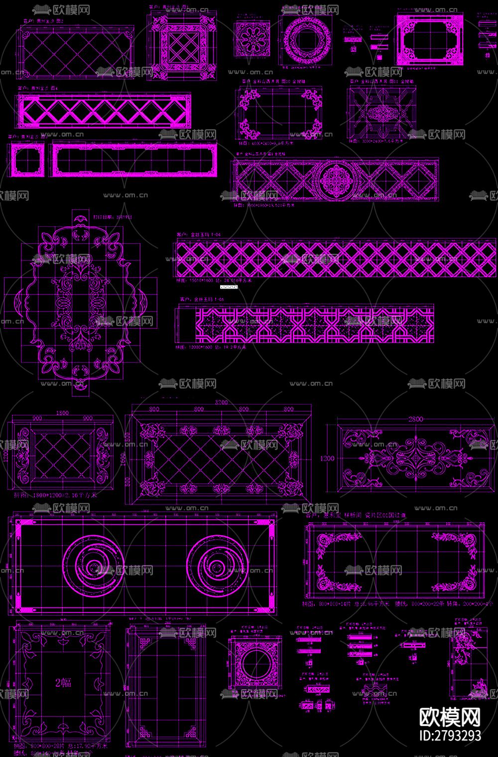 地面拼花石材拼花腰线图库装修CAD图库下载（渲染图5）