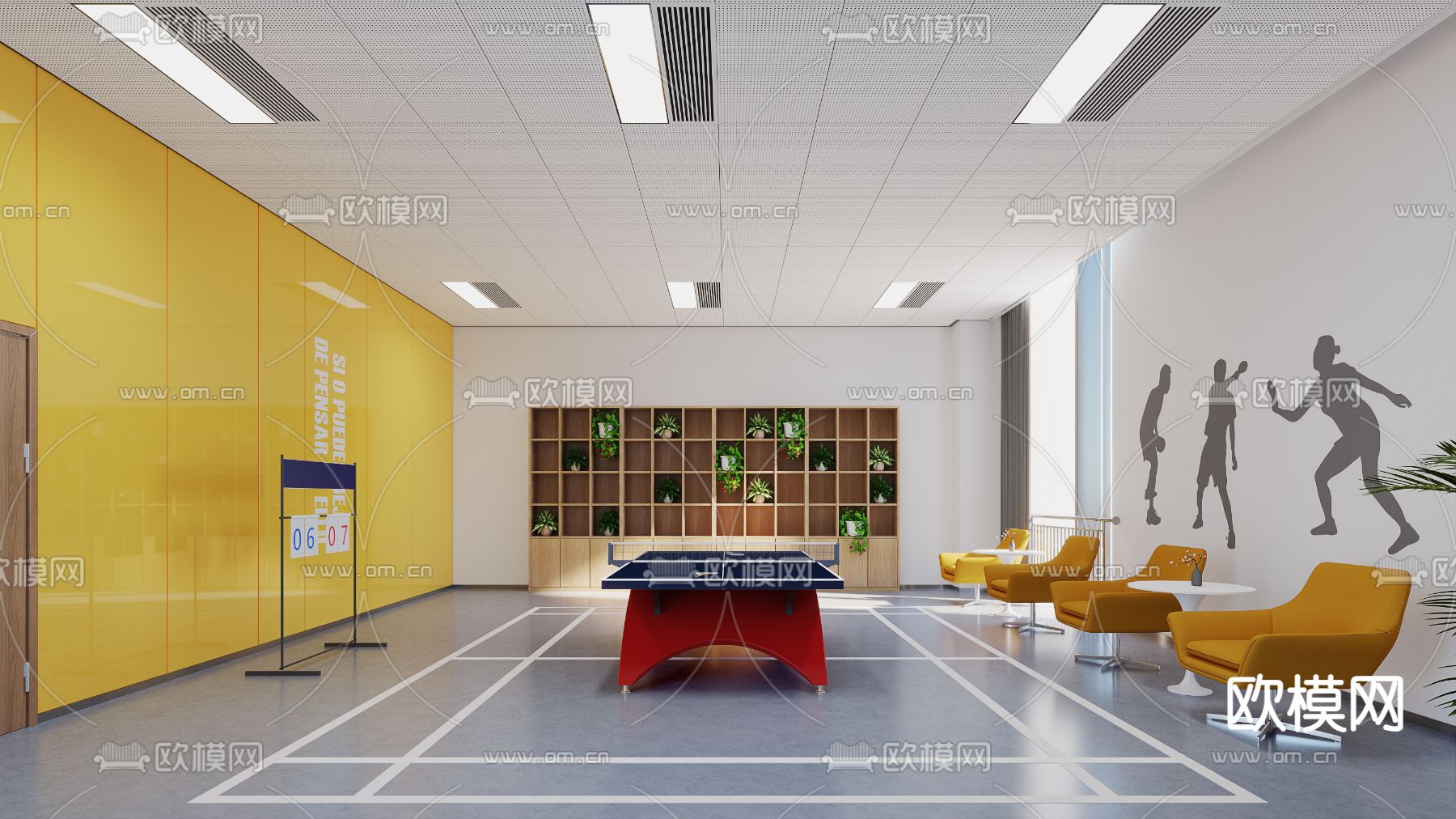 乒乓球室 乒乓球馆3d模型下载