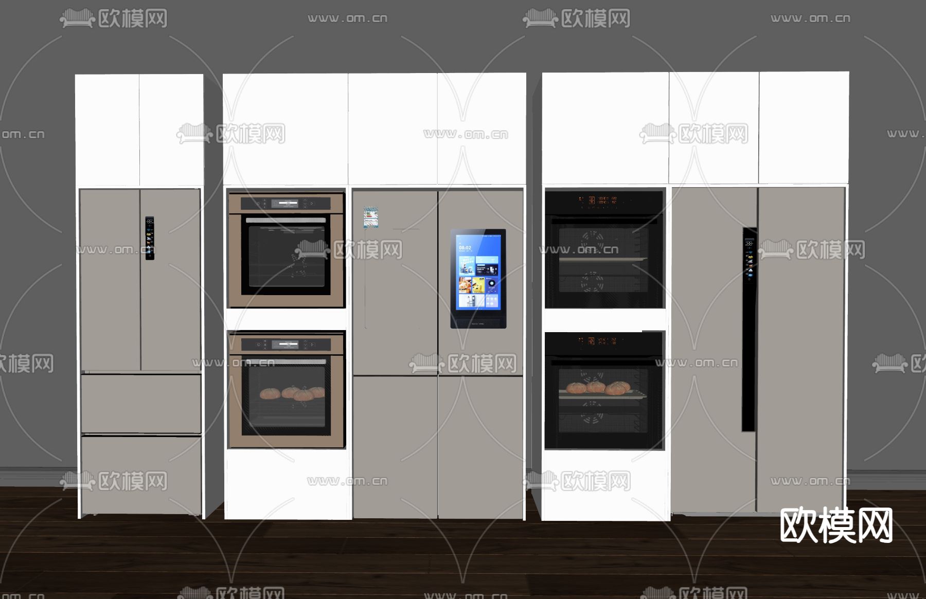 冰箱 烤箱 冰柜su模型下载（渲染图2）