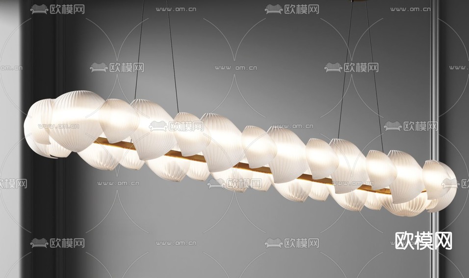 长吊灯 餐厅吊灯3d模型下载(渲染图2)