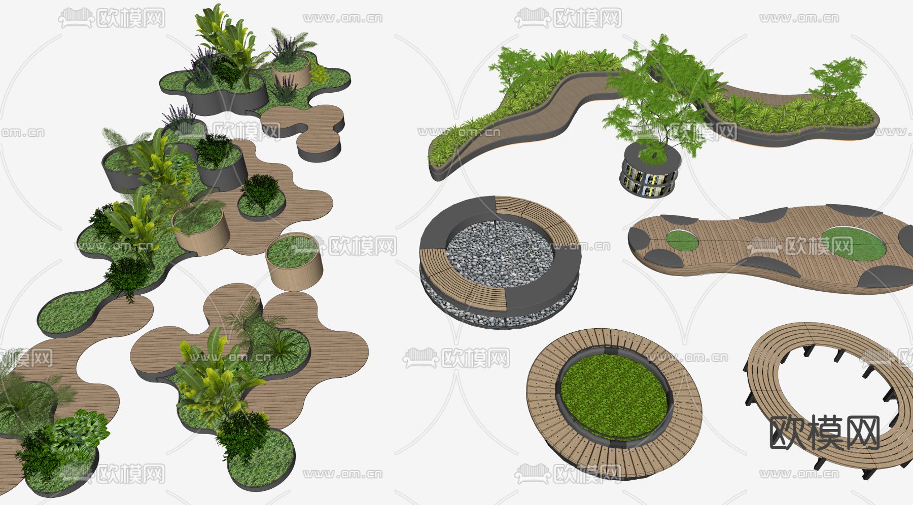 户外树池 座椅su模型
