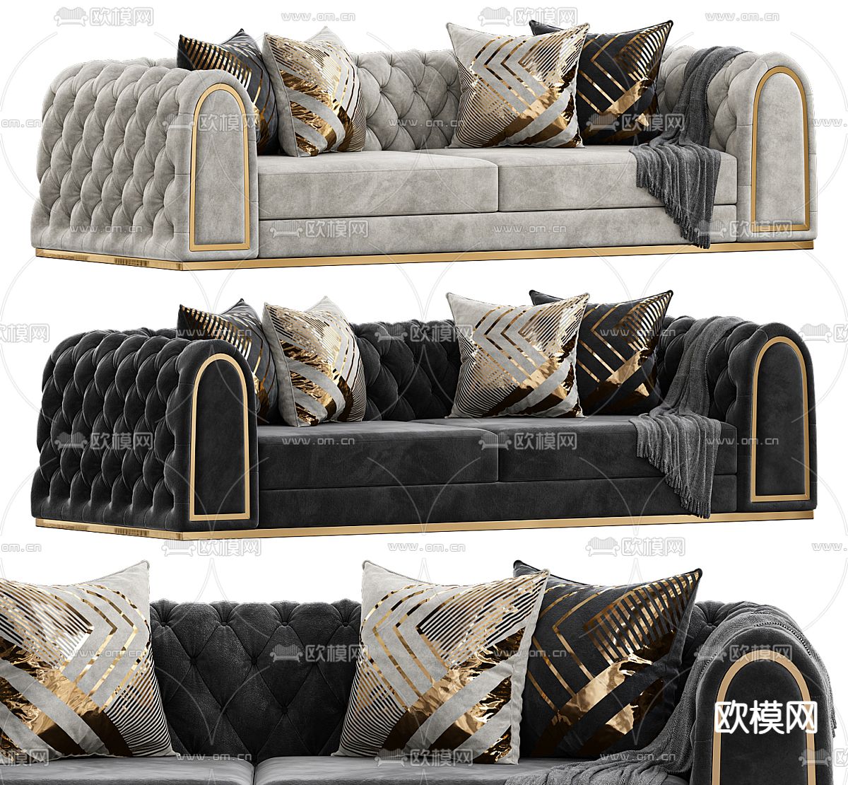 轻奢双人沙发3d模型下载（渲染图1）